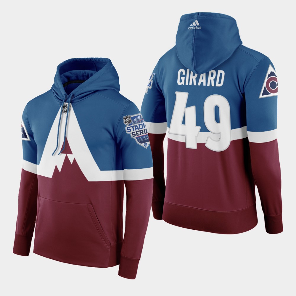Adidas Colorado Avalanche #49 Samuel Girard Men's Burgundy 2020 Stadium Series Hoodie